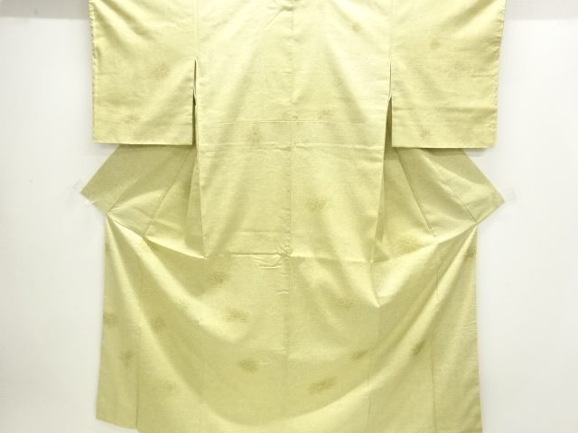 , tailored, hand-woven SILK pongee kimono with floral pattern, tsukegashita kimo